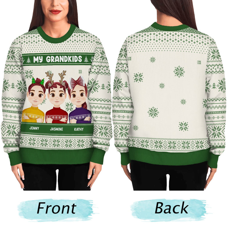 Christmas My Grandkids Our Grandkids - Gift For Grandparents - Personalized Unisex Ugly Sweater