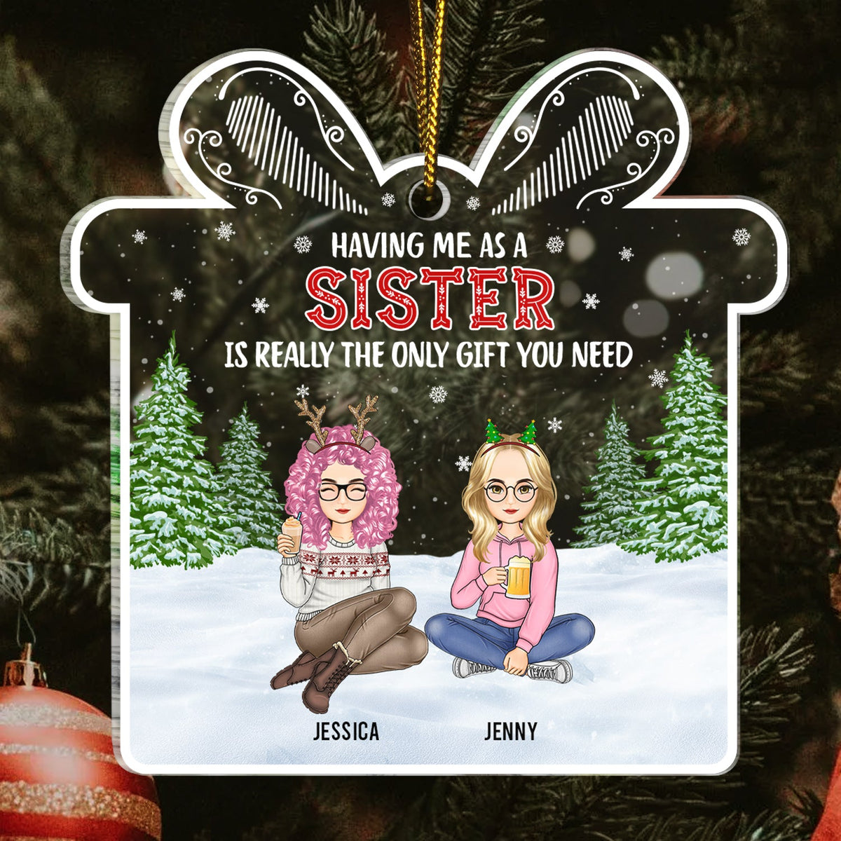 Cadeau de Noël familial dont vous avez besoin - Cadeau pour la famille - Ornement acrylique personnalisé en forme