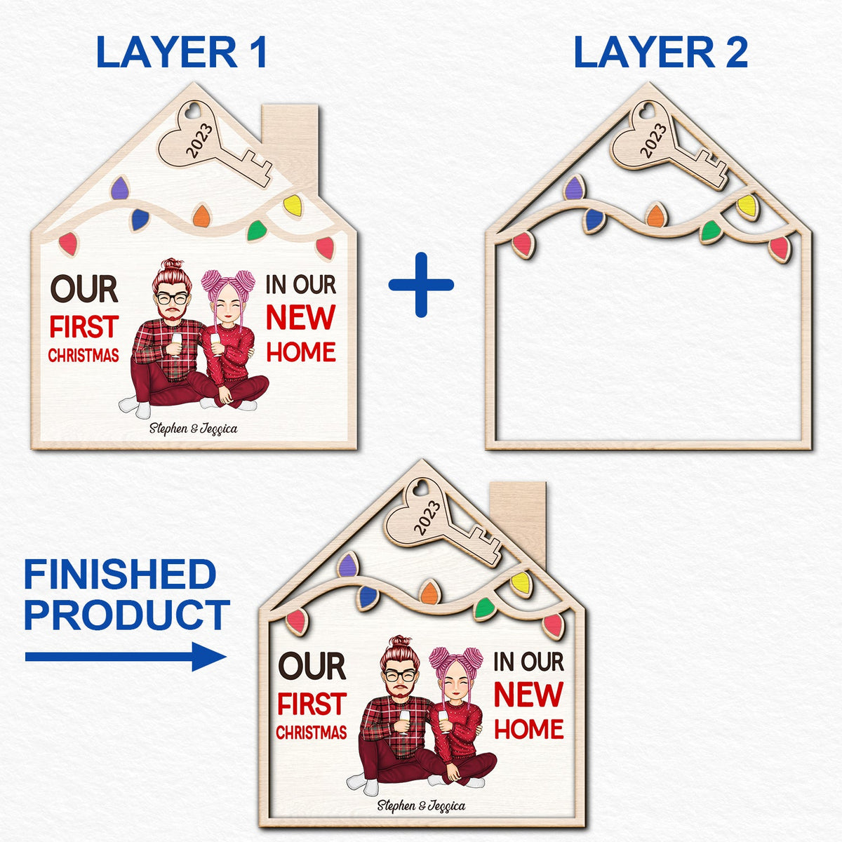 In Our New Home - Christmas Gift For Couple - Personalized 2-Layered Wooden Ornament