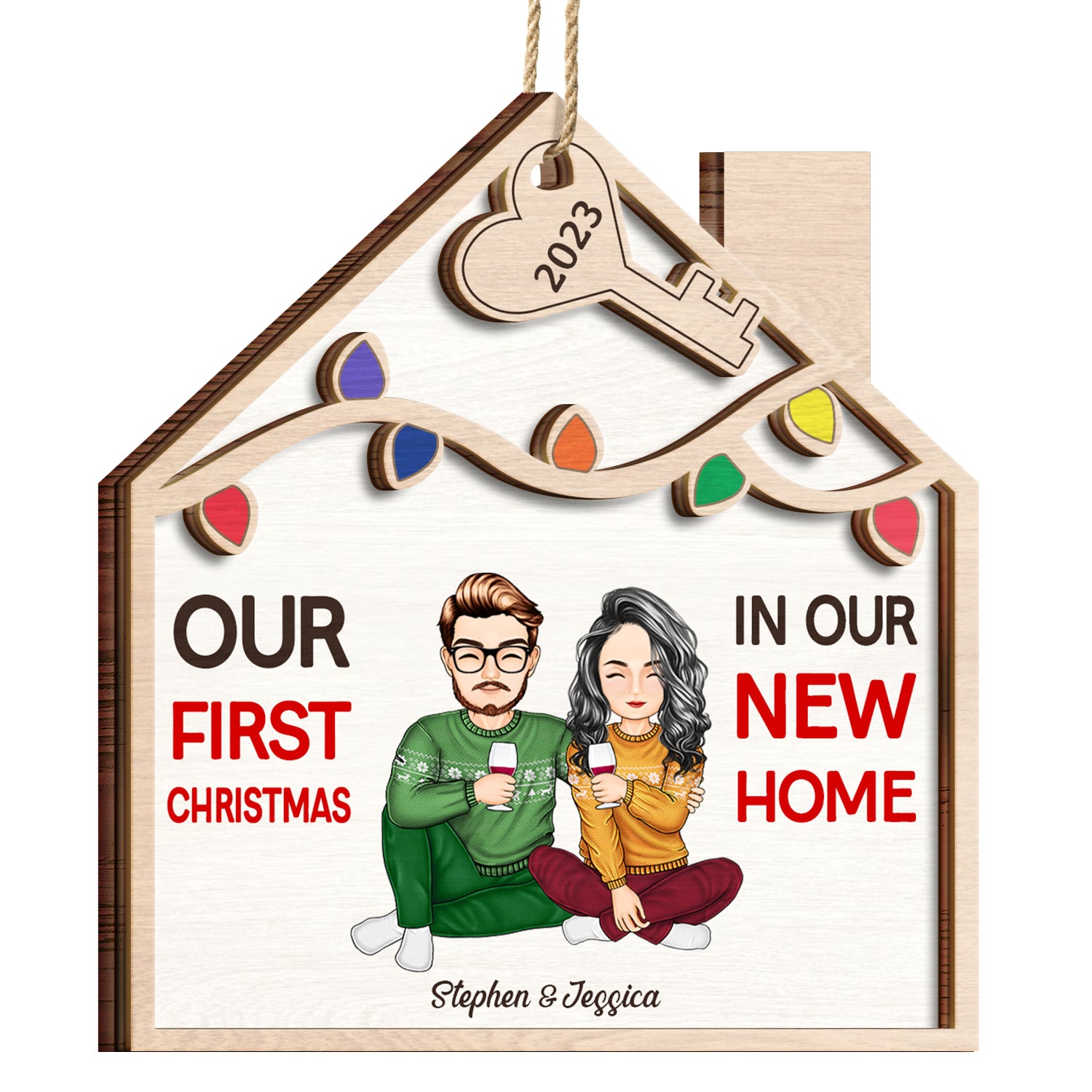 In Our New Home - Christmas Gift For Couple - Personalized 2-Layered Wooden Ornament