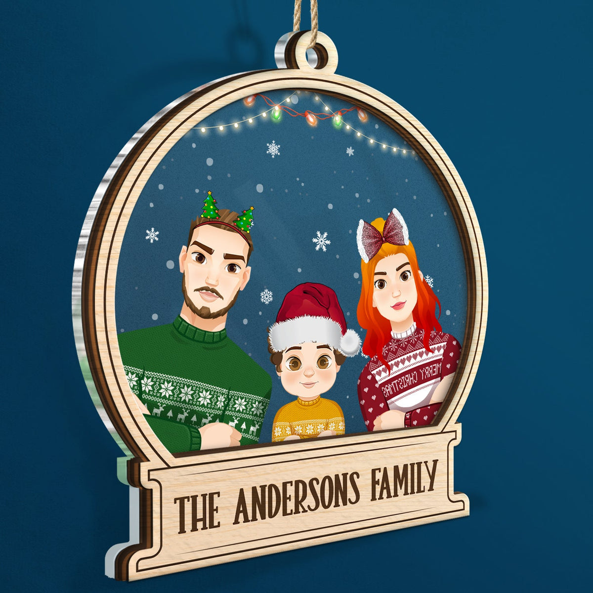 Christmas Family Custom Name - Gift For Family - Personalized 2-Layered Mix Ornament
