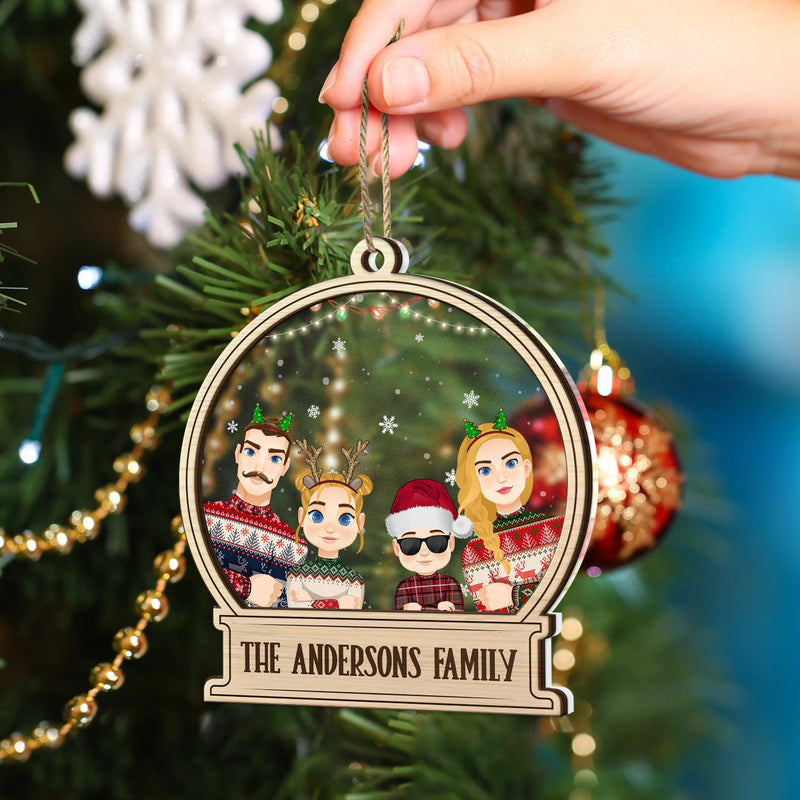 Décoration de Noël personnalisée avec prénom et prénom - Cadeau pour la famille - Décoration mixte personnalisée à 2 couches