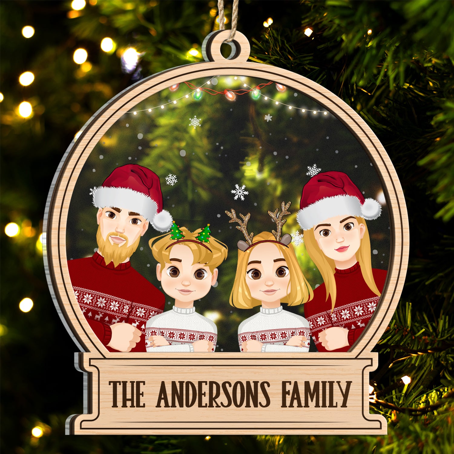 Christmas Family Custom Name - Gift For Family - Personalized 2-Layered Mix Ornament