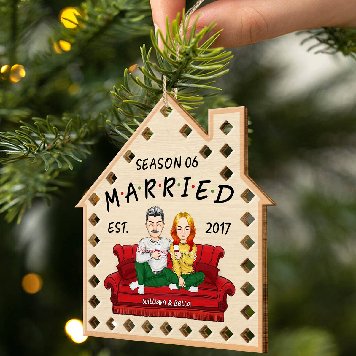 Season Married - Christmas Gift For Couples - Personalized Wooden Cutout Ornament