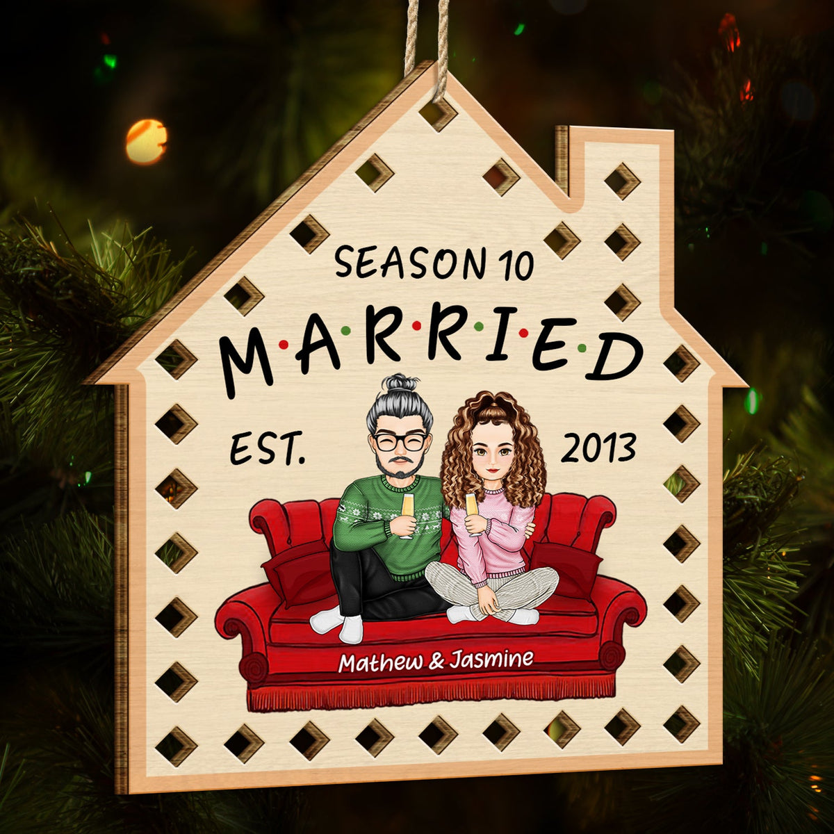 Season Married - Christmas Gift For Couples - Personalized Wooden Cutout Ornament