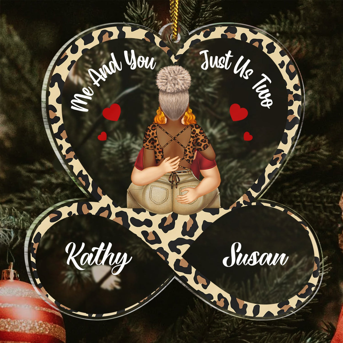 Just Us Two - Christmas Gift For Couples - Personalized Custom Shaped Acrylic Ornament