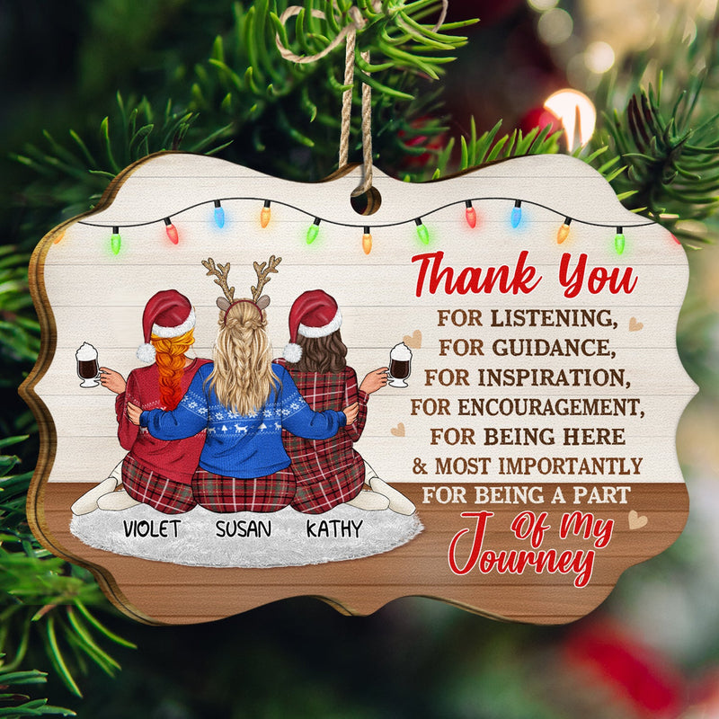 Christmas Thank You Gift Being Part Of My Journey - Gift For Bestie - Personalized Medallion Wooden Ornament