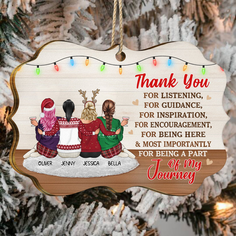 Christmas Thank You Gift Being Part Of My Journey - Gift For Bestie - Personalized Medallion Wooden Ornament