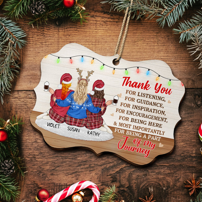 Christmas Thank You Gift Being Part Of My Journey - Gift For Bestie - Personalized Medallion Wooden Ornament