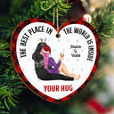 Christmas Couple The Best Place Is Inside Your Hug - Gift For Couples - Personalized Custom Shaped Wooden Ornament