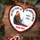 Christmas Couple The Best Place Is Inside Your Hug - Gift For Couples - Personalized Custom Shaped Wooden Ornament