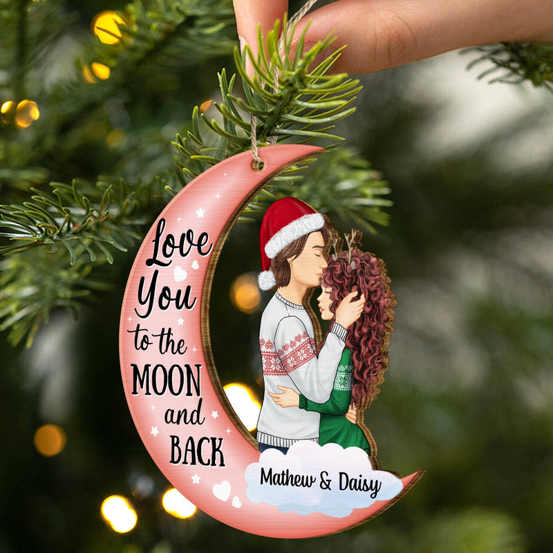 Christmas Couple From Our First Kiss - Gift For Couples - Personalized Wooden Cutout Ornament