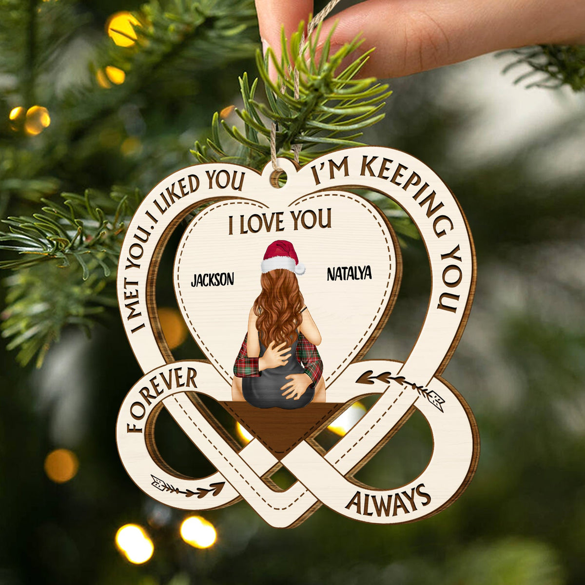 Je te garde - Cadeau de Noël pour les couples - Décoration en bois découpée personnalisée