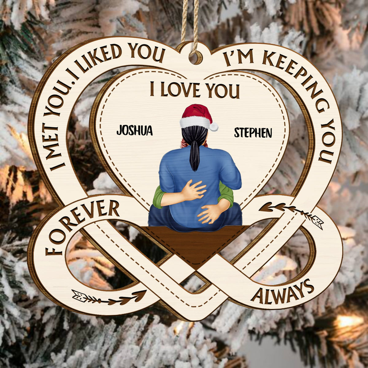 Je te garde - Cadeau de Noël pour les couples - Décoration en bois découpée personnalisée