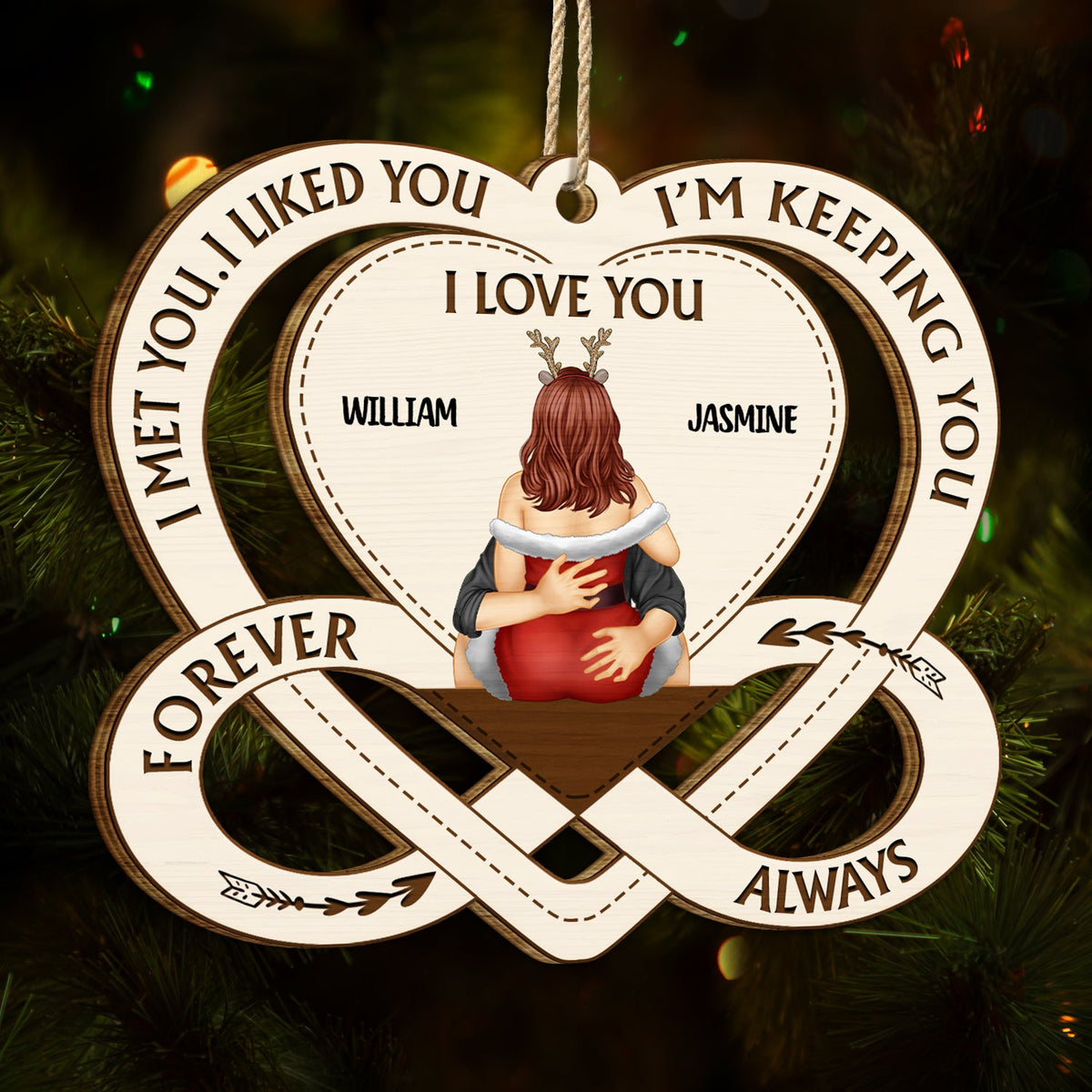 Je te garde - Cadeau de Noël pour les couples - Décoration en bois découpée personnalisée