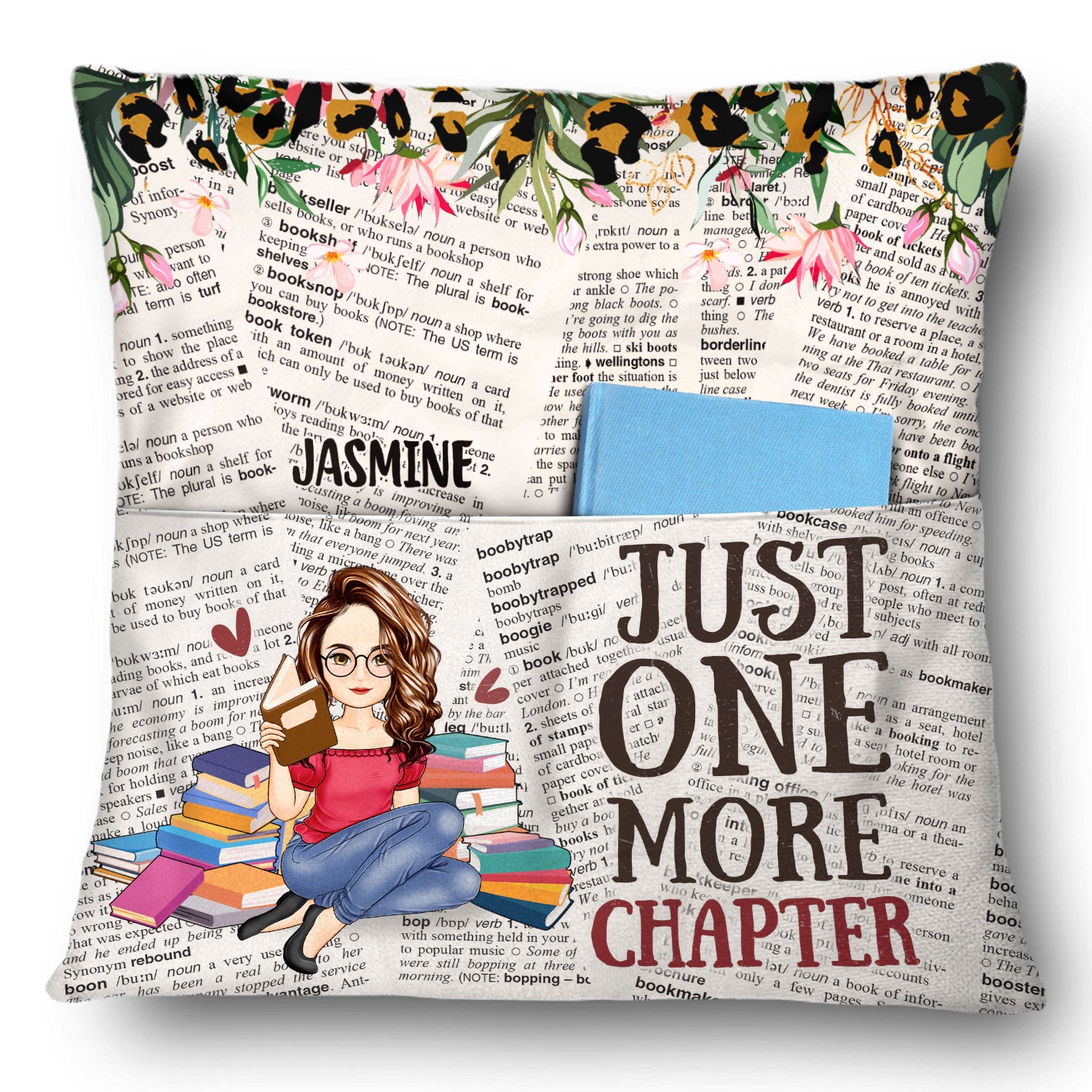 Reading One More Chapter - Gift For Book Lovers - Personalized Pocket Pillow