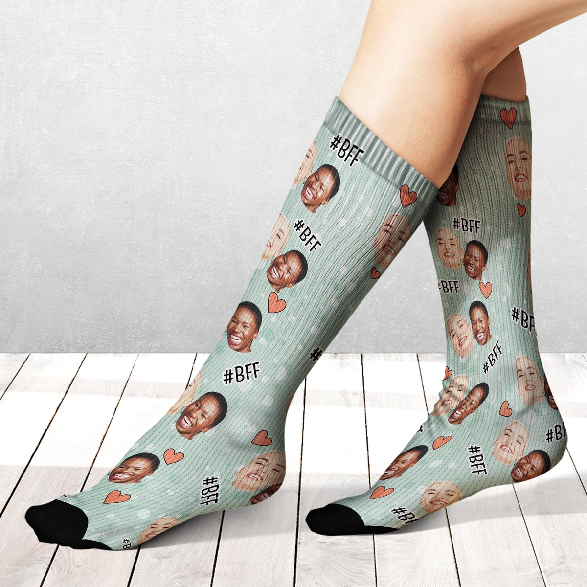 Hashtag photo personnalisé pour les meilleures amies et sœurs - Cadeau pour les meilleures amies et la famille - Chaussettes personnalisées