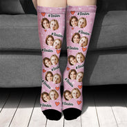 Hashtag photo personnalisé pour les meilleures amies et sœurs - Cadeau pour les meilleures amies et la famille - Chaussettes personnalisées