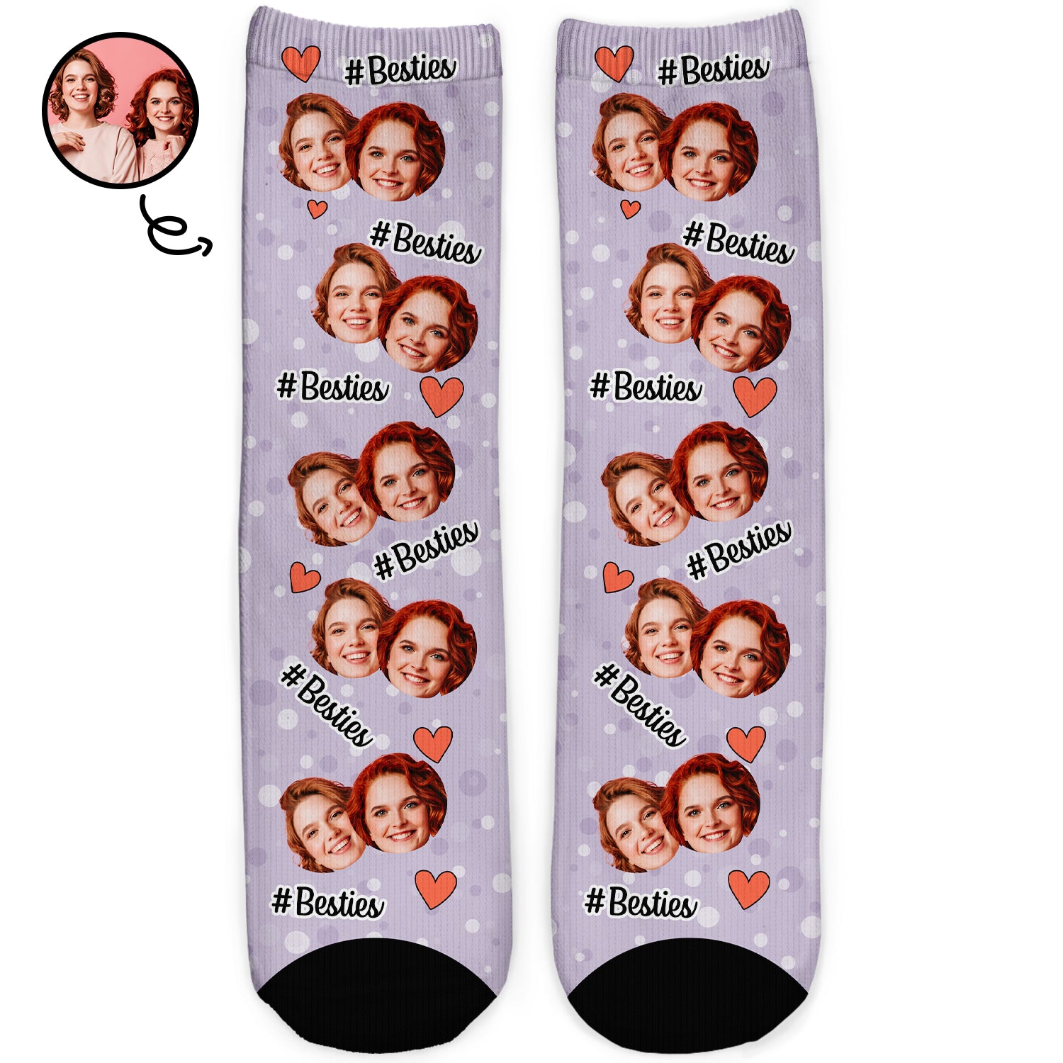 Custom Photo Besties Sisters Hashtag - Gift For Besties, Family - Personalized Socks