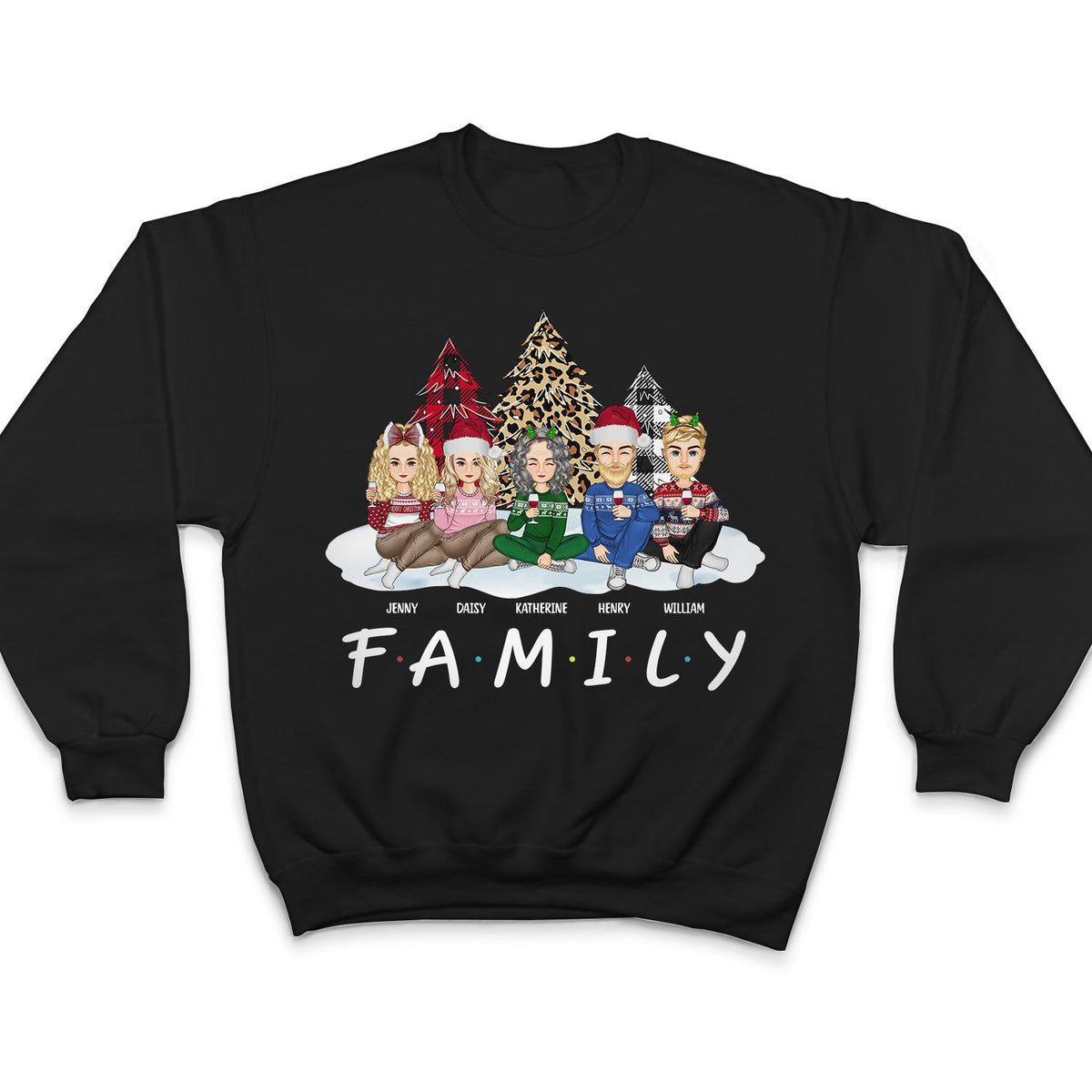 Dessin animé de Noël « Nous sommes une famille » - Cadeau pour la famille - Sweat-shirt personnalisé