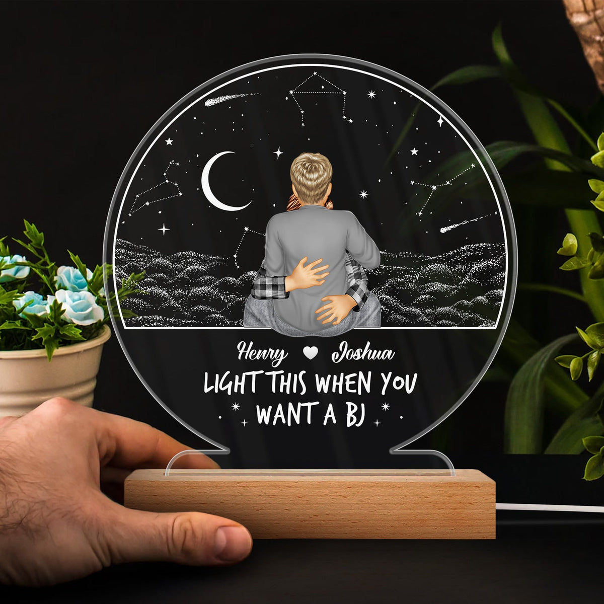 Light This When You Want - Gift For Couple - Personalized 3D Led Light Wooden Base