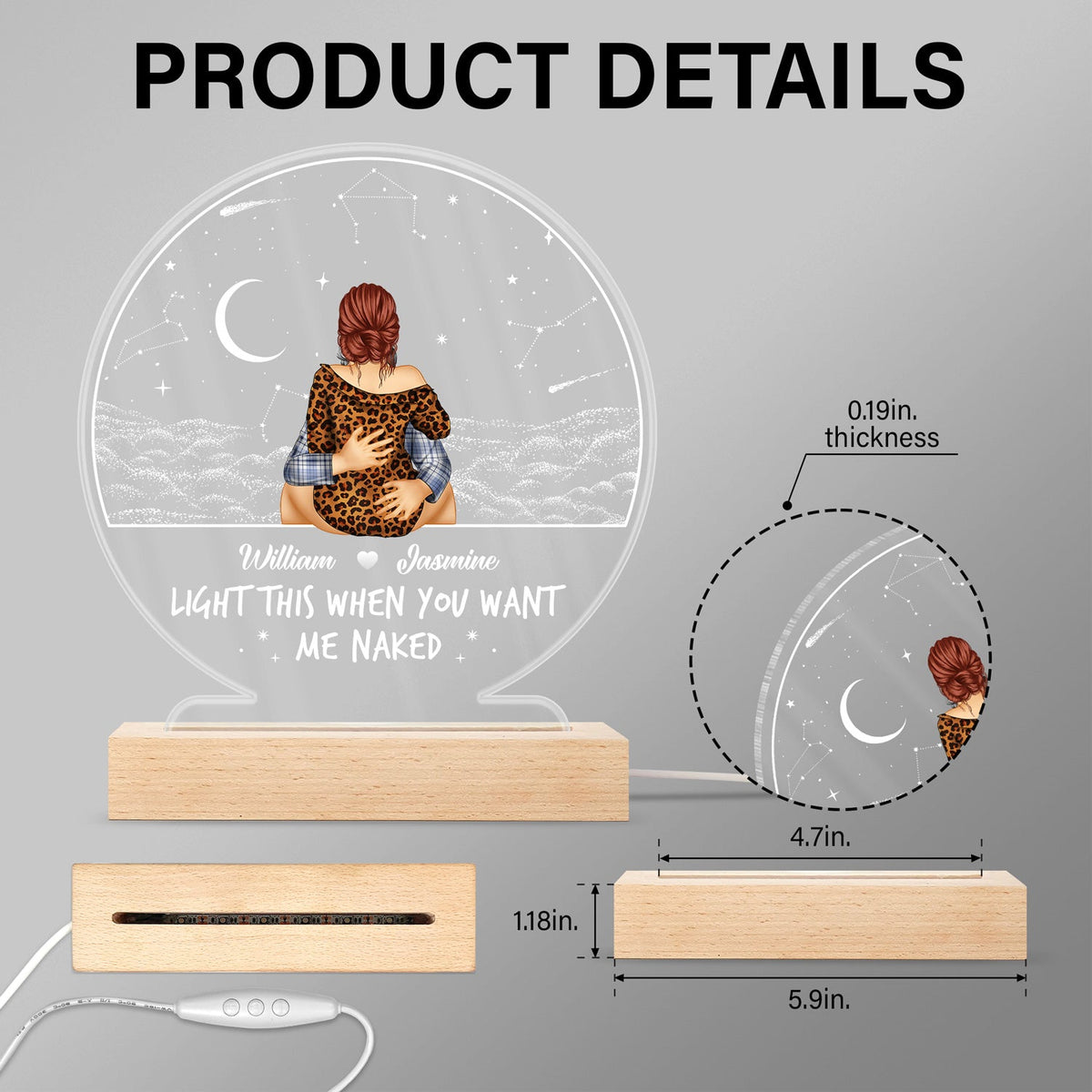 Light This When You Want - Gift For Couple - Personalized 3D Led Light Wooden Base