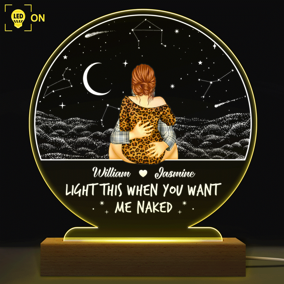 Light This When You Want - Gift For Couple - Personalized 3D Led Light Wooden Base