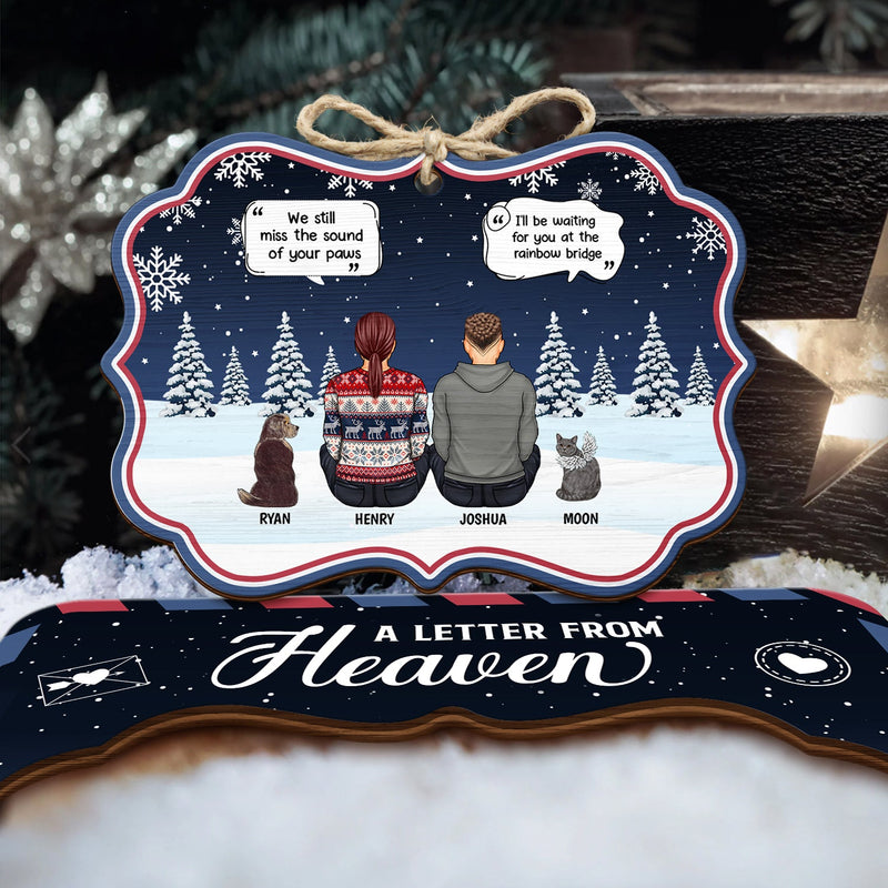 Christmas A Letter From Heaven - Pet Memorial - Personalized Wooden Card With Pop Out Medallion Ornament