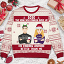 Christmas Couple The Year You Finally Gave Up - Gift For Couples - Personalized Unisex Ugly Sweater