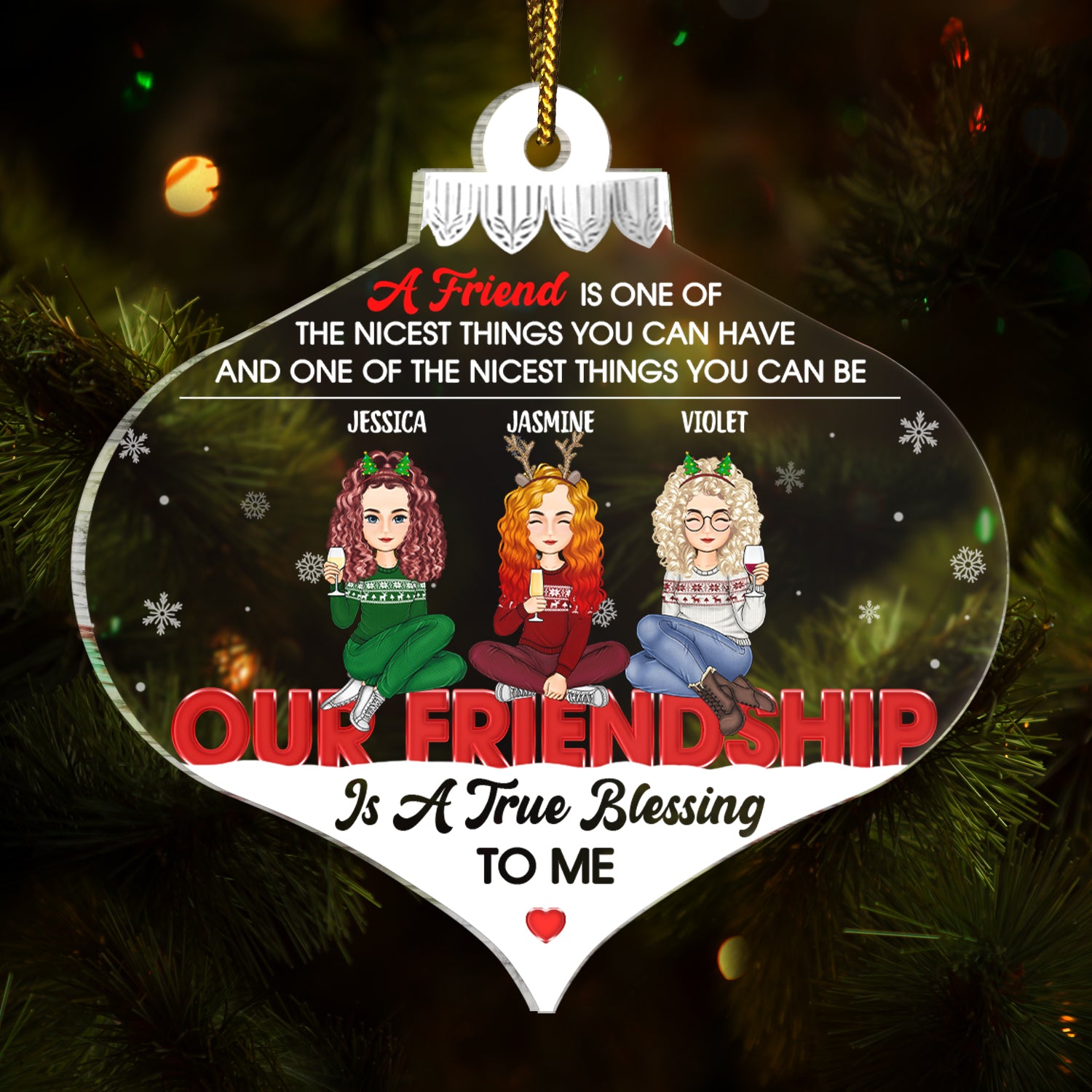 True Blessing To Me - Christmas Gift For Bestie - Personalized Custom Shaped Acrylic Ornament