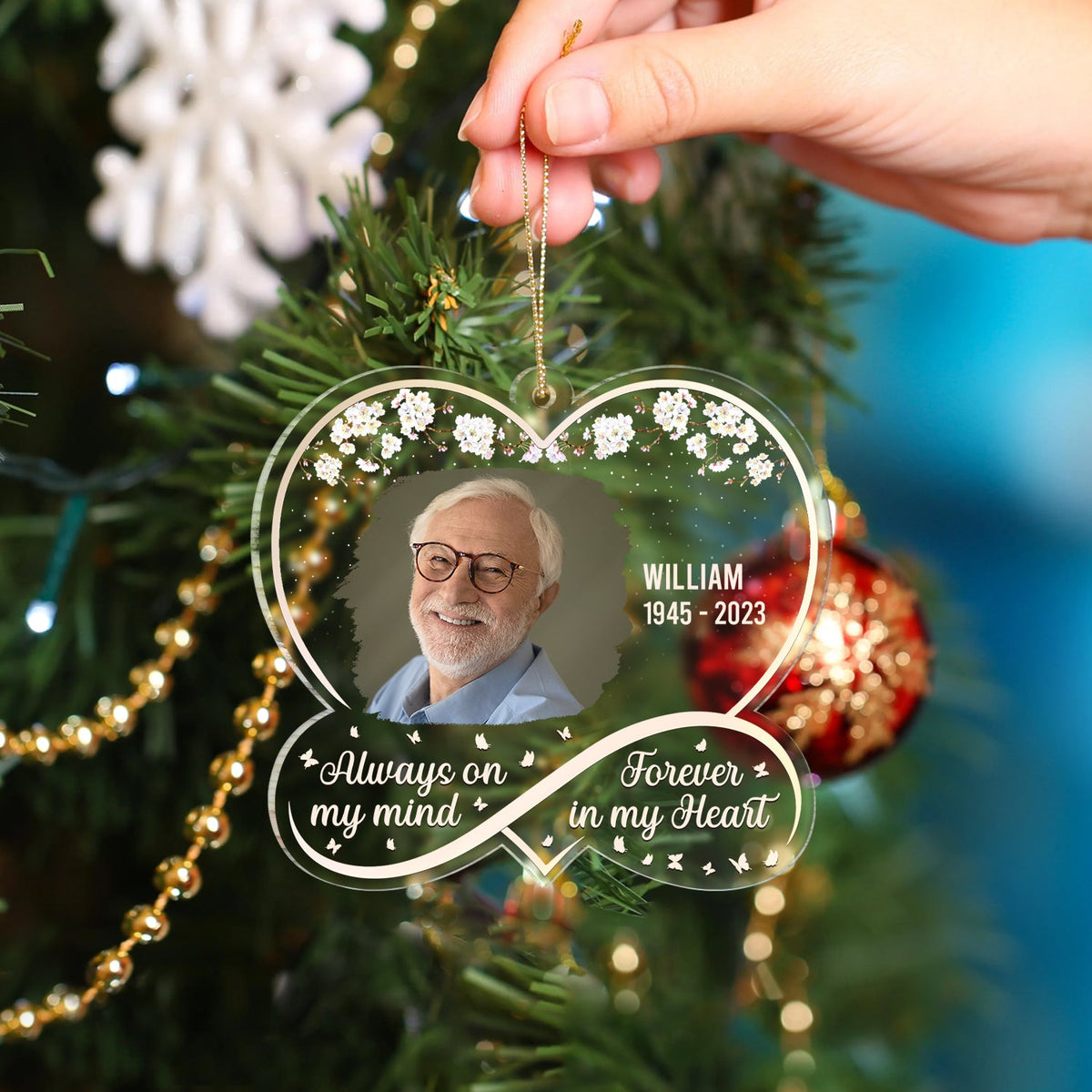 Custom Photo Always On My Mind - Memorial Gift - Personalized Custom Shaped Acrylic Ornament