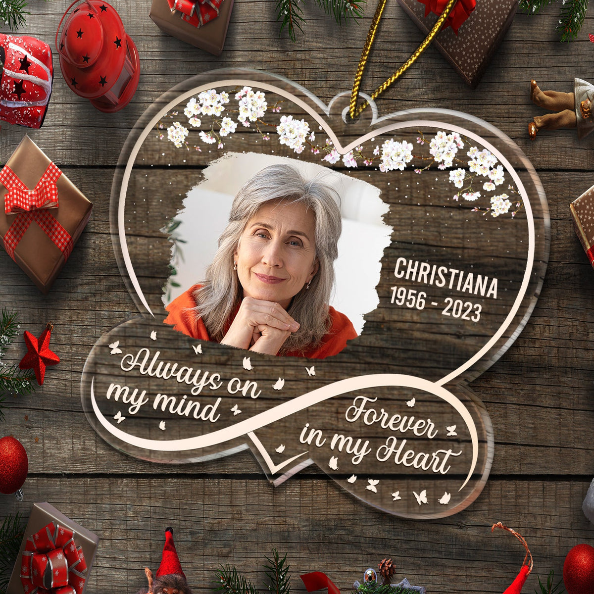 Custom Photo Always On My Mind - Memorial Gift - Personalized Custom Shaped Acrylic Ornament
