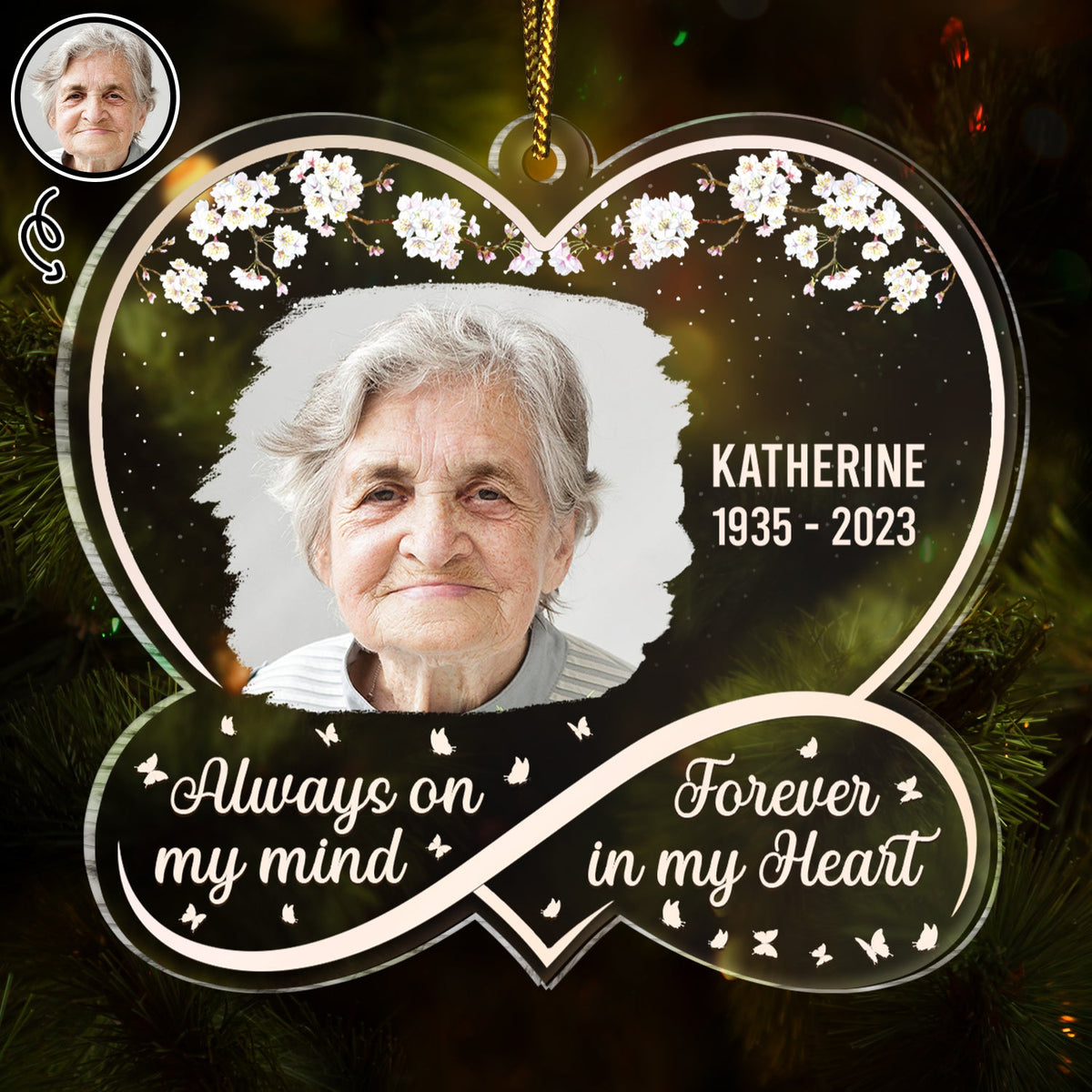 Custom Photo Always On My Mind - Memorial Gift - Personalized Custom Shaped Acrylic Ornament