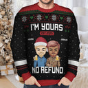 Christmas Chibi Couple I'm Yours No Refund - Gift For Couples - Personalized Unisex Ugly Sweater