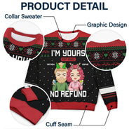 Pull moche unisexe personnalisé « Je suis à toi » de Noël ! Cadeau pour couple