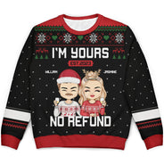Pull moche unisexe personnalisé « Je suis à toi » de Noël ! Cadeau pour couple
