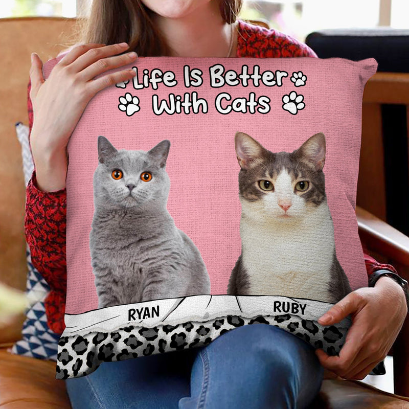 Custom Photo Life Is Better With Dogs - Gift For Pet Lovers - Personalized Pillow