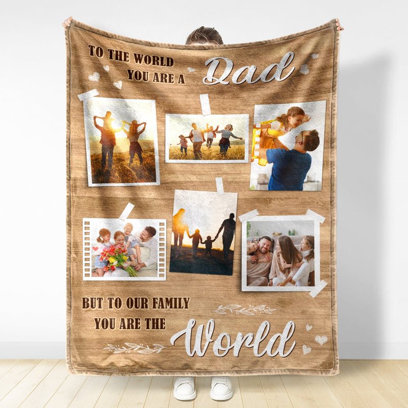 Custom Photo You Are The World - Gift For Mom & Dad - Personalized Fleece Blanket
