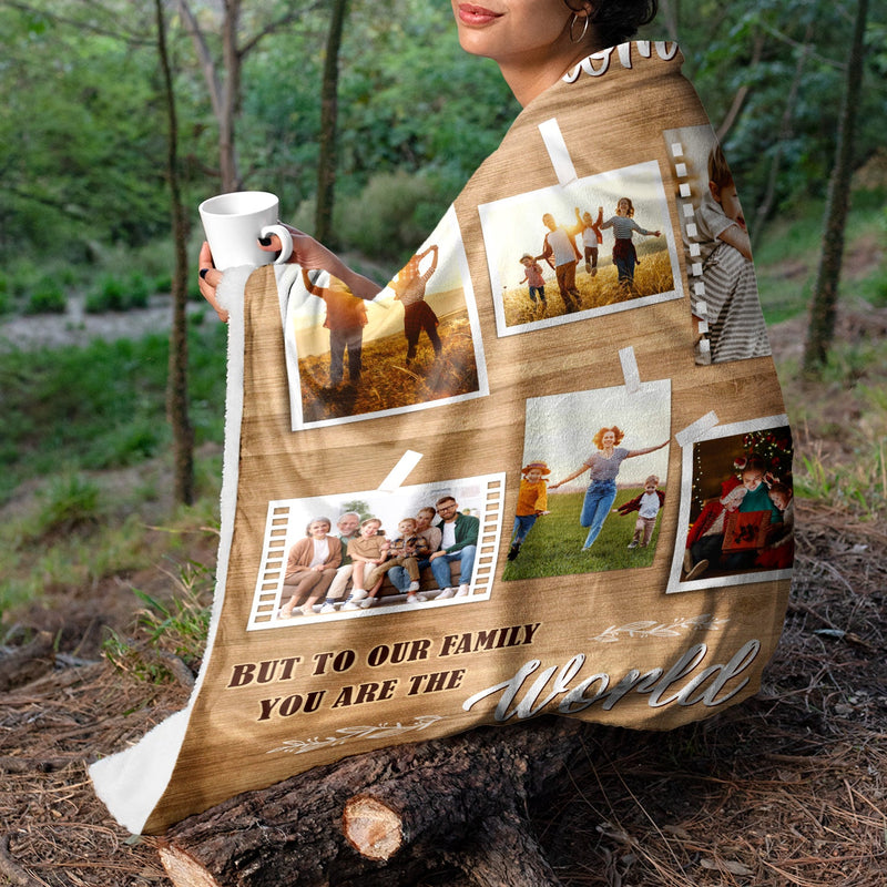 Custom Photo You Are The World - Gift For Mom & Dad - Personalized Fleece Blanket