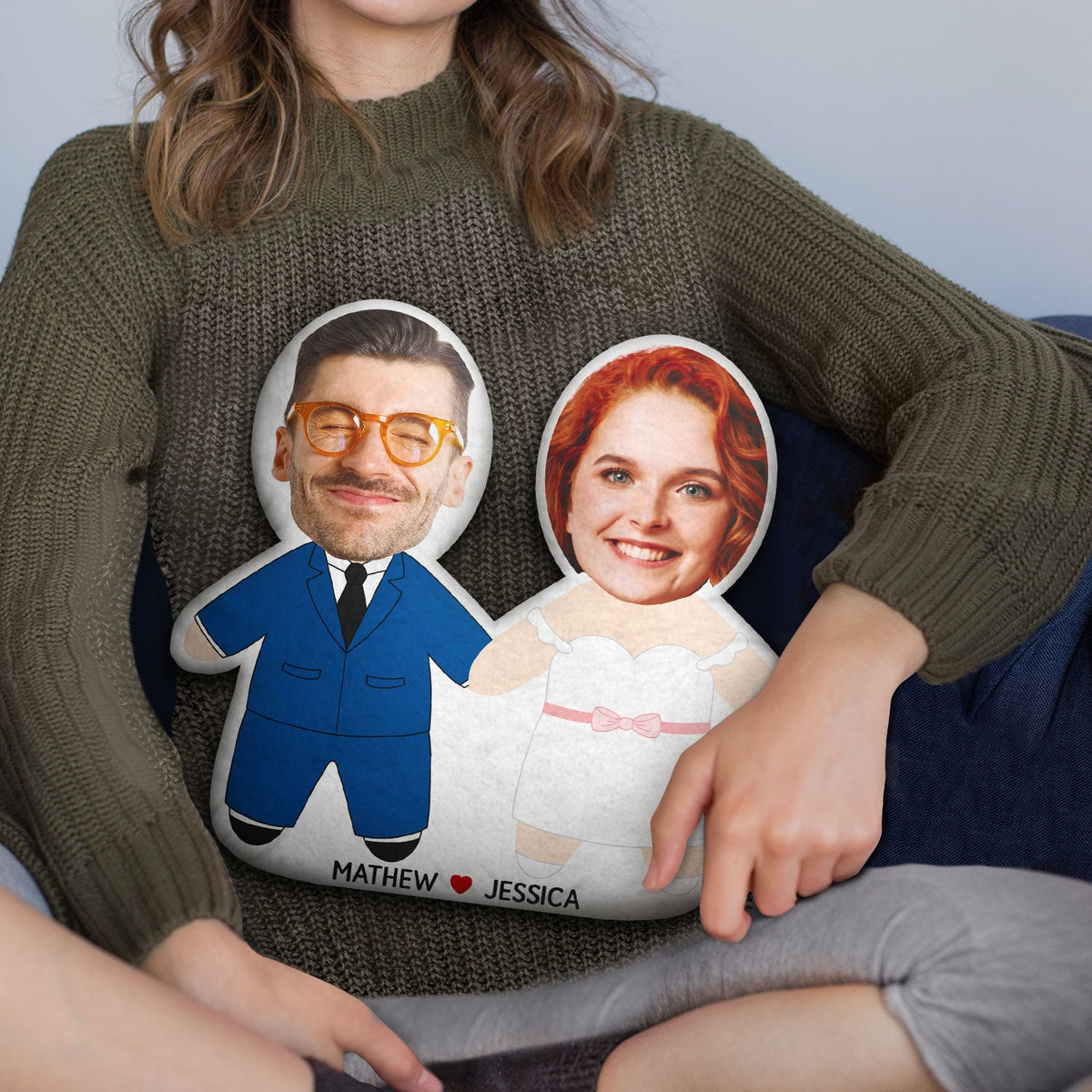 Découpe photo personnalisée pour couple de mariage - Cadeau pour couples - Oreiller personnalisé en forme de cœur