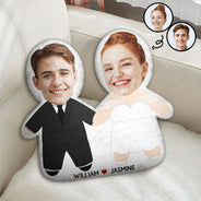 Découpe photo personnalisée pour couple de mariage - Cadeau pour couples - Oreiller personnalisé en forme de cœur