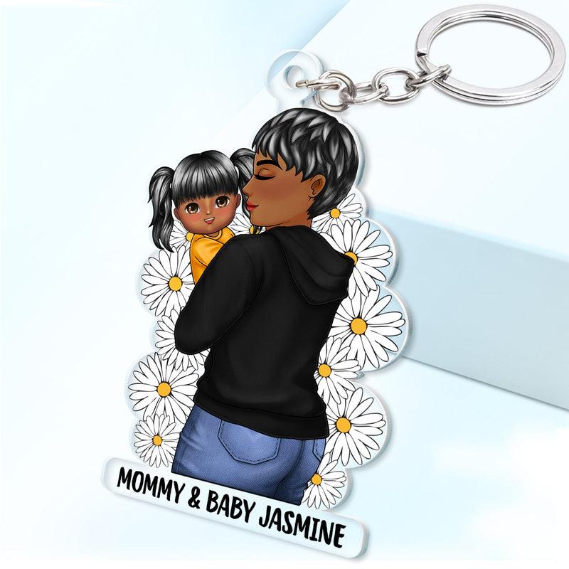 Mother Grandma Hugging Baby - Gift For Mother & Grandma - Personalized Cutout Acrylic Keychain