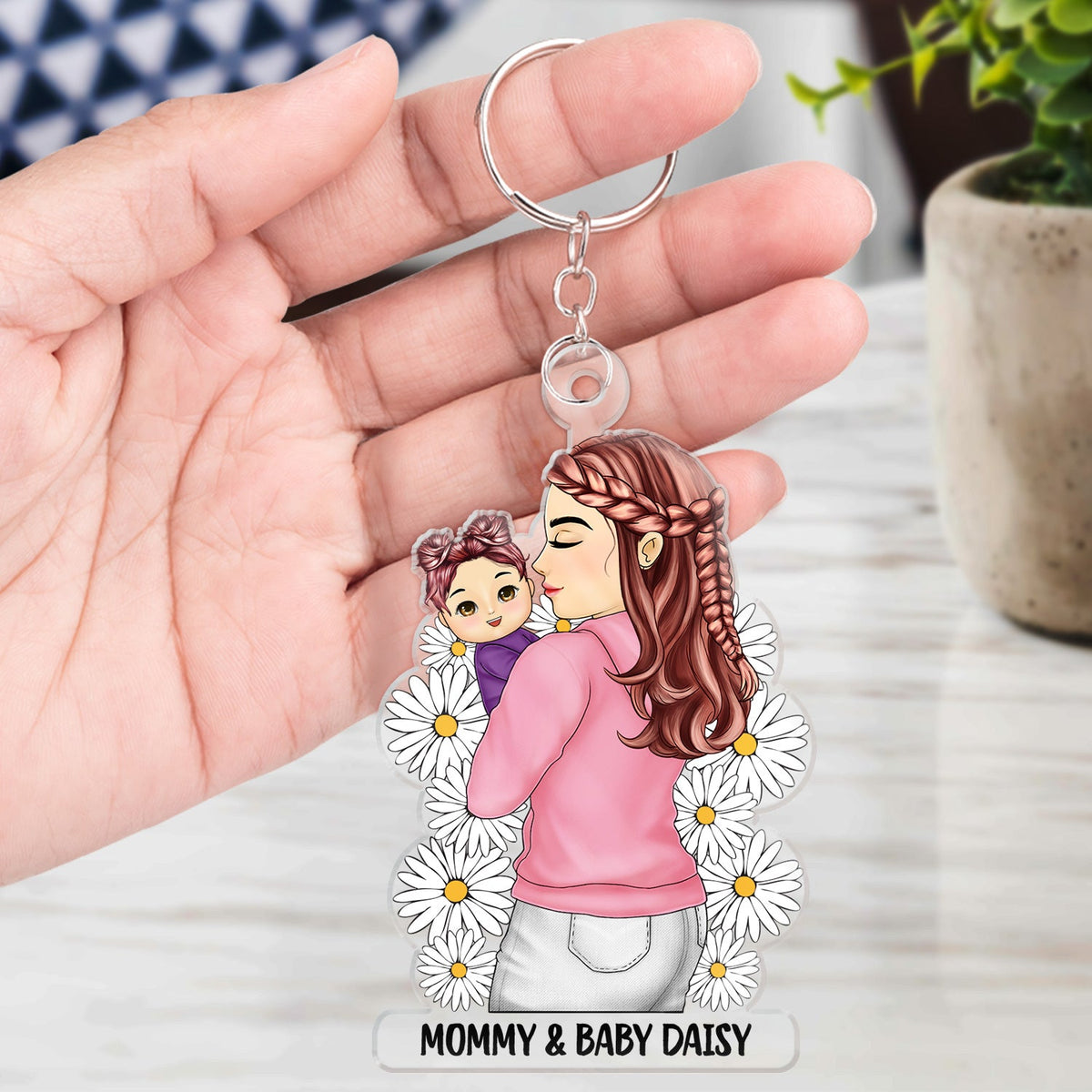 Mother Grandma Hugging Baby - Gift For Mother & Grandma - Personalized Cutout Acrylic Keychain