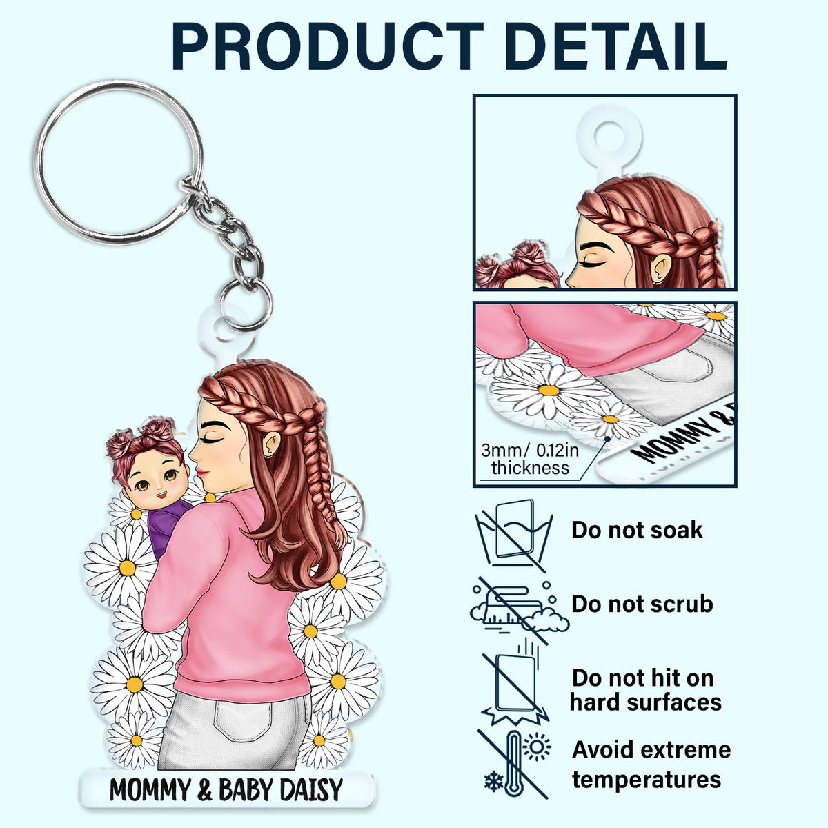 Mother Grandma Hugging Baby - Gift For Mother & Grandma - Personalized Cutout Acrylic Keychain