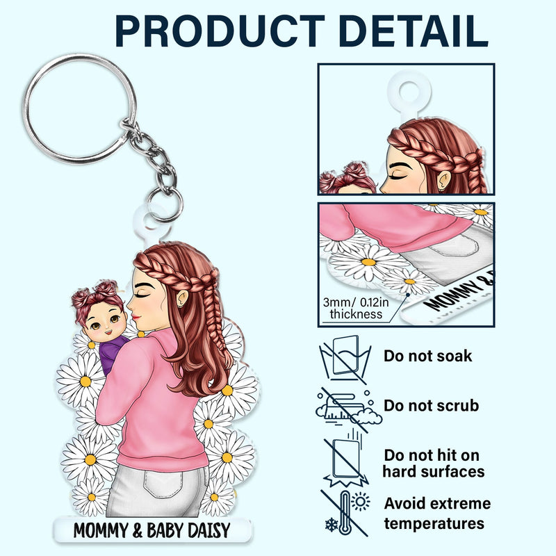 Mother Grandma Hugging Baby - Gift For Mother & Grandma - Personalized Cutout Acrylic Keychain