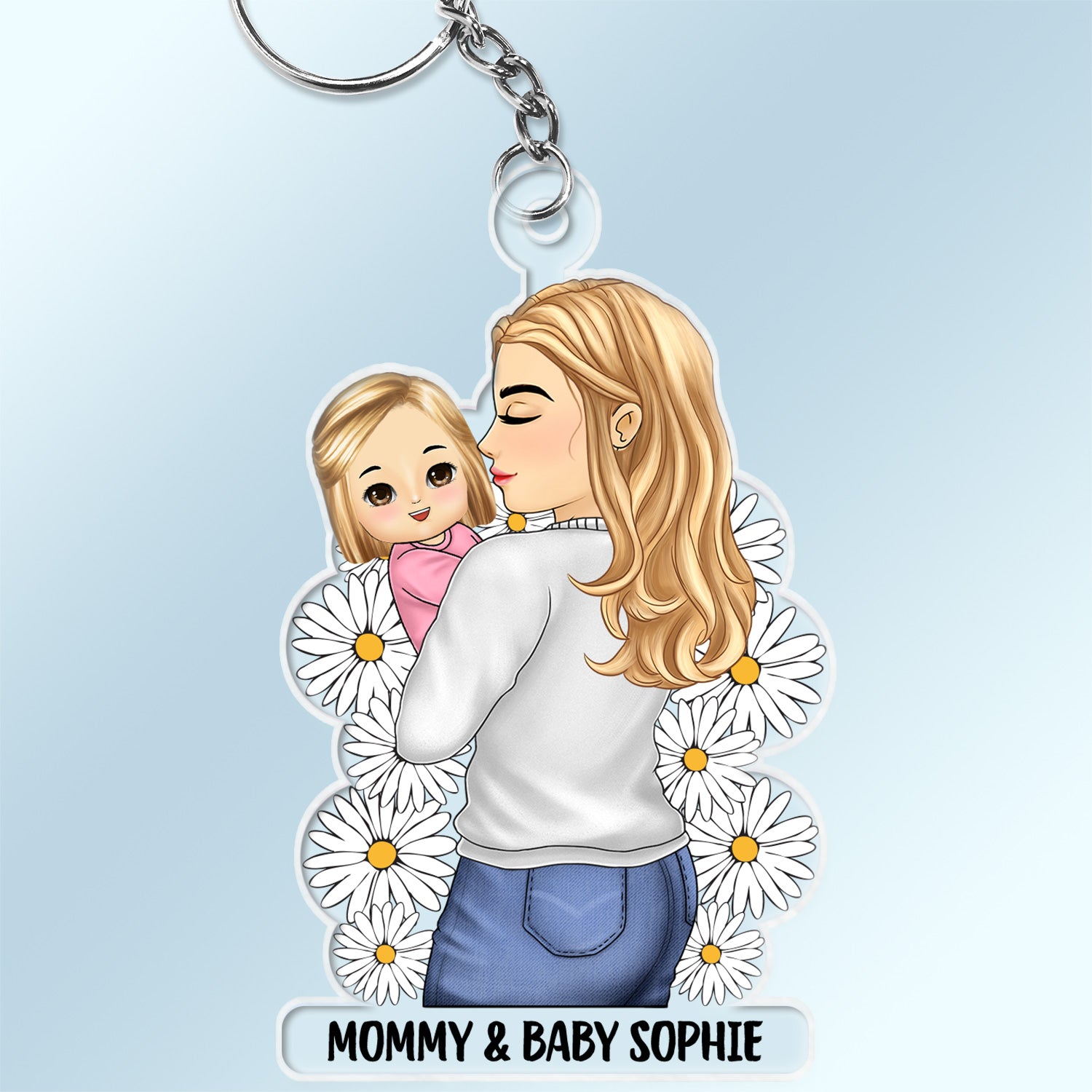 Mother Grandma Hugging Baby - Gift For Mother & Grandma - Personalized Cutout Acrylic Keychain
