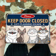 Cartoon Cats Planning Escape - Gift For Cat Lovers - Personalized Classic Metal Signs