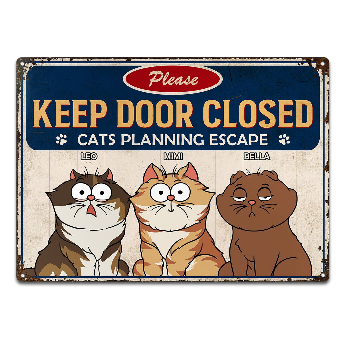 Escaping Cat Sign Cartoon Cats Planning Escape - Gift For Cat Lovers - Personalized Clas ...