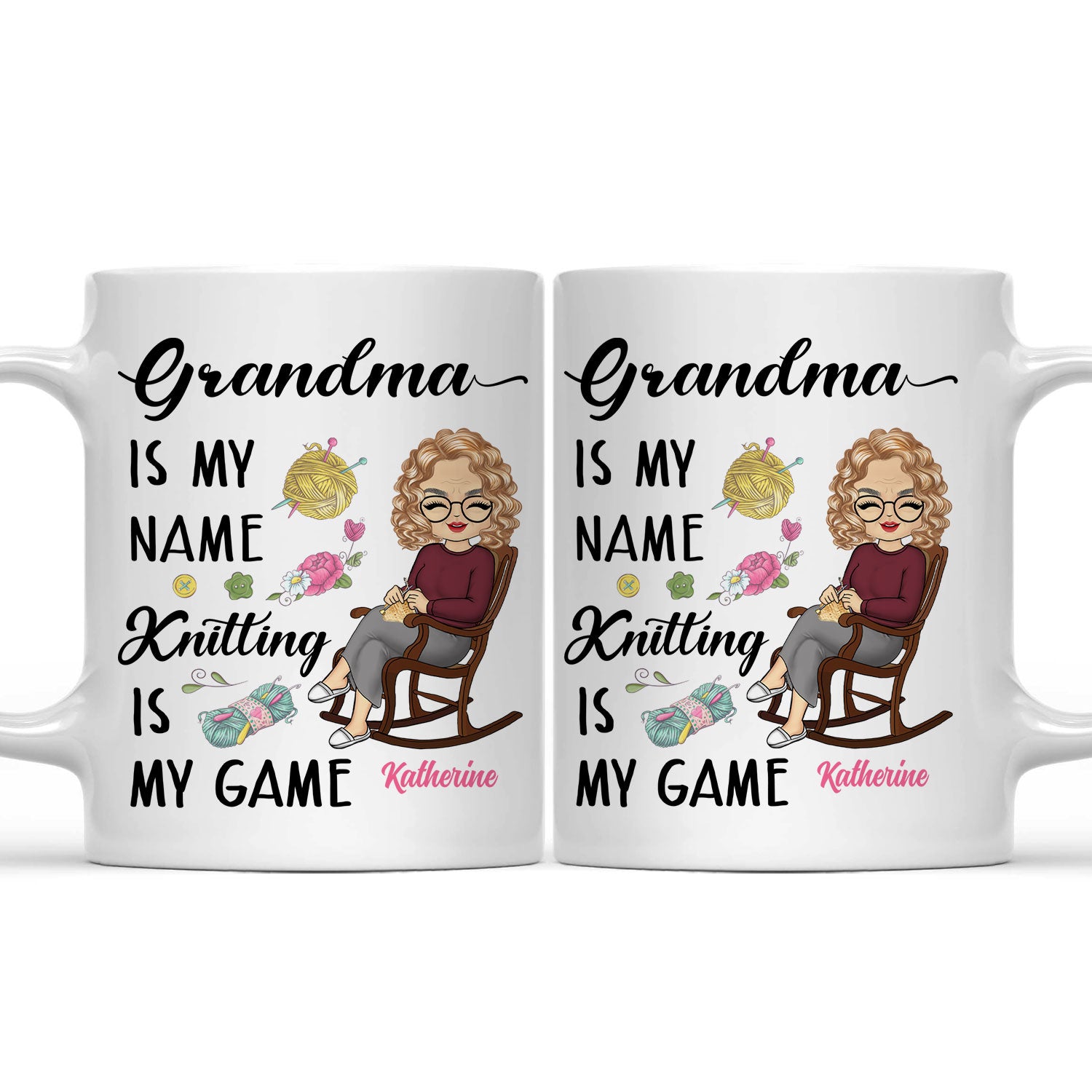 Knitting Is My Game - Gift For Grandma - Personalized Mug