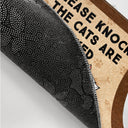 Cartoon Cat Please Knock The Cats Are Naked - Gift For Cat Lovers - Personalized Doormat